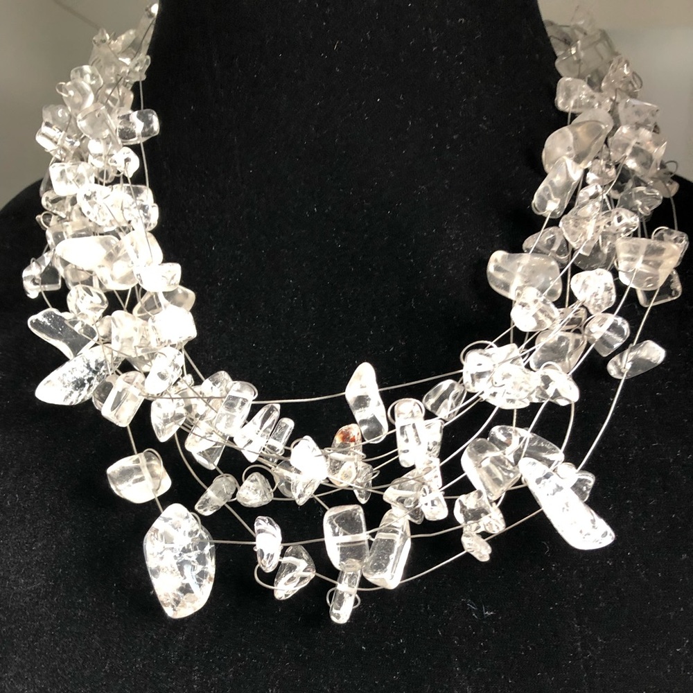 Clear wire rock Necklace great for prom or bridal